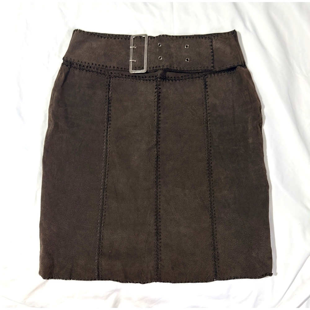 Neutral Zone‎ Brown Genuine Leather Whipstitch Belted Mini M Western Cowgirl